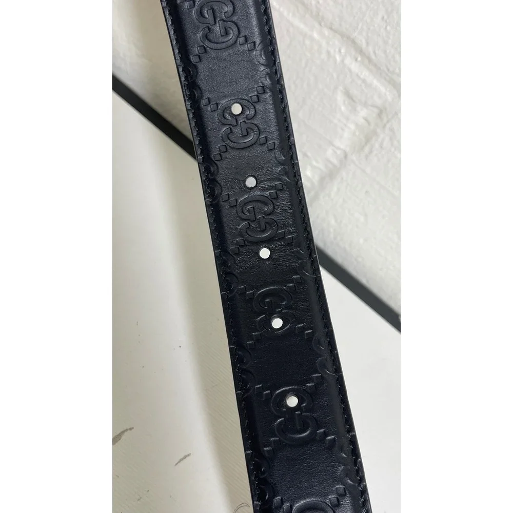 Gucci Signature GG Black Leather Adjustable Belt 403941 CWC0N Men's Size 100-40